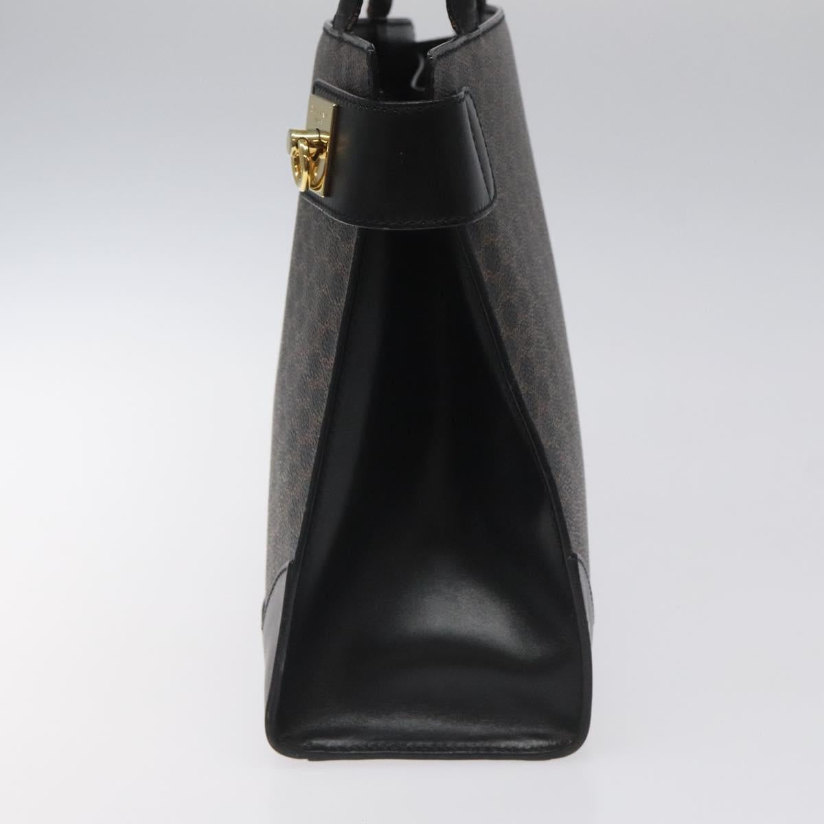 CELINE Macadam Canvas Shoulder Bag PVC Leather Black Gold Auth MY004