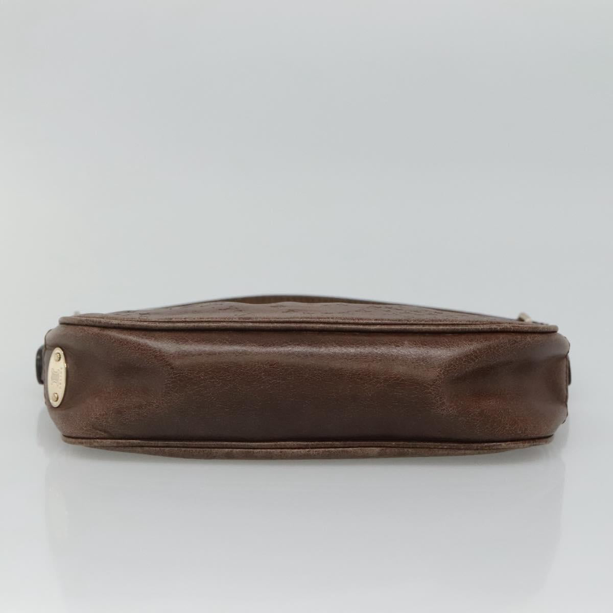 CELINE Shoulder Bag Leather Brown Auth MY023