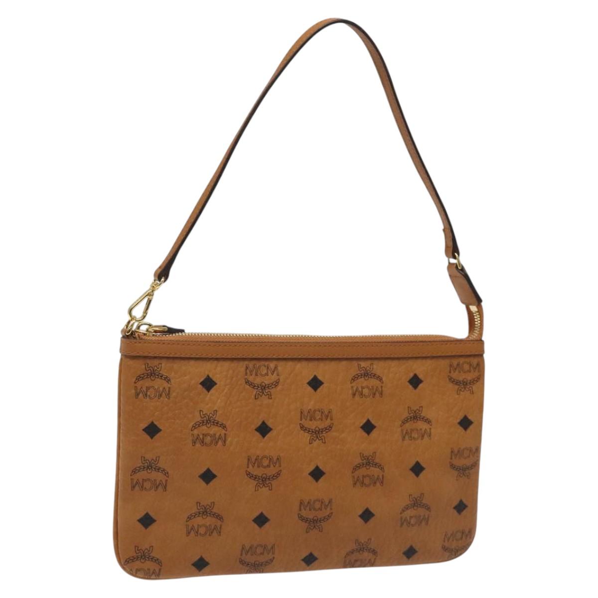 MCM Vicetos Logogram Accessory Pouch PVC Brown Auth MY027