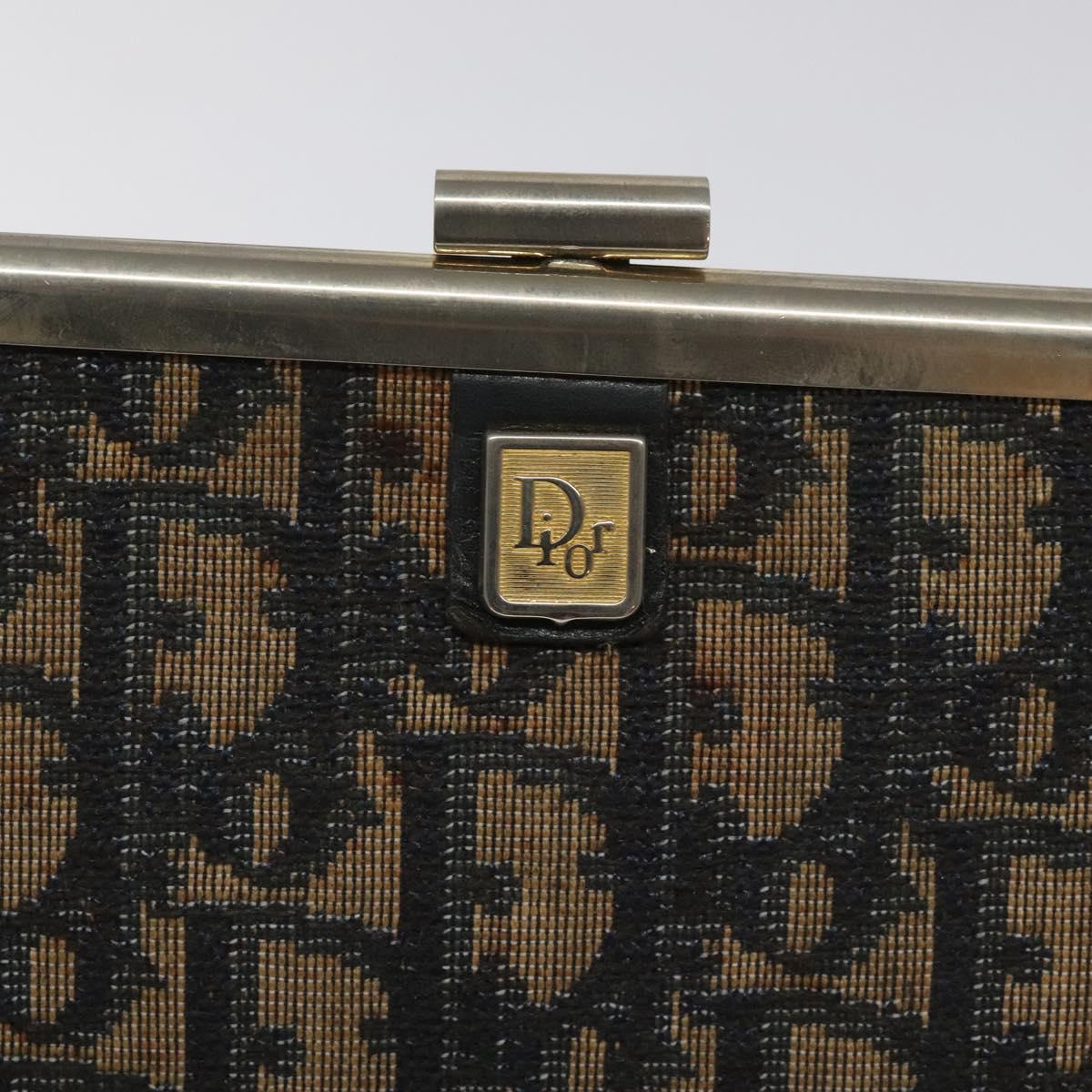 Christian Dior Trotter Canvas Clutch Bag Navy Gold Auth MY031