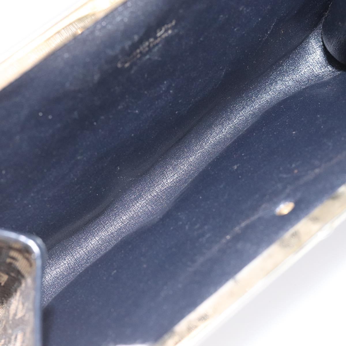 Christian Dior Trotter Canvas Clutch Bag Navy Gold Auth MY031