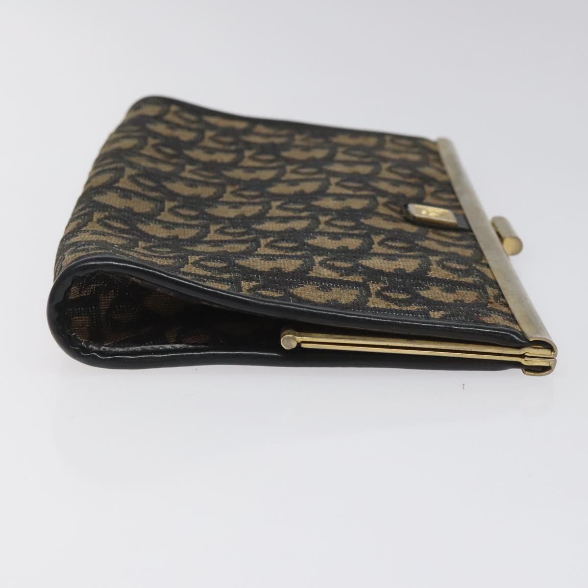 Christian Dior Trotter Canvas Clutch Bag Navy Gold Auth MY031