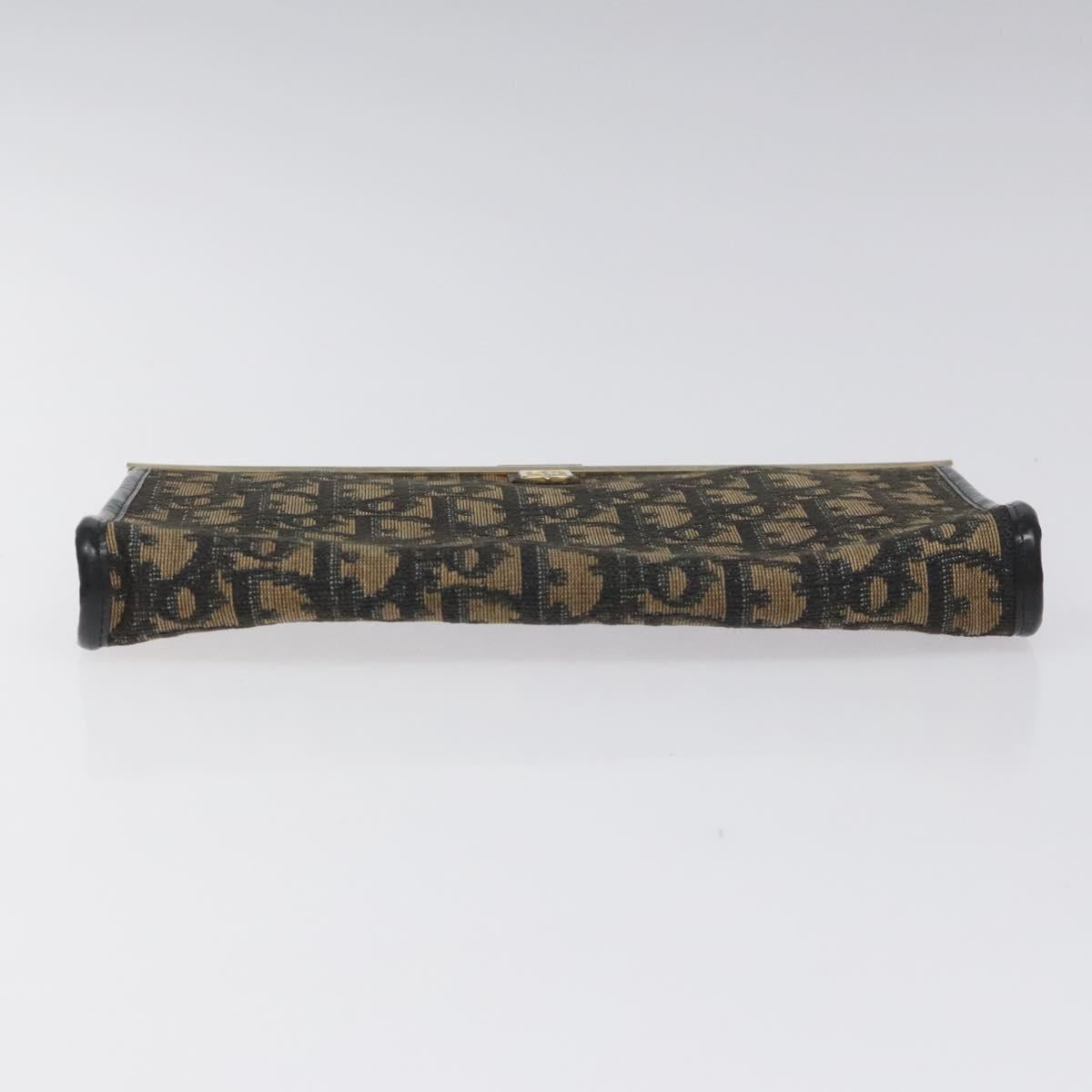 Christian Dior Trotter Canvas Clutch Bag Navy Gold Auth MY031