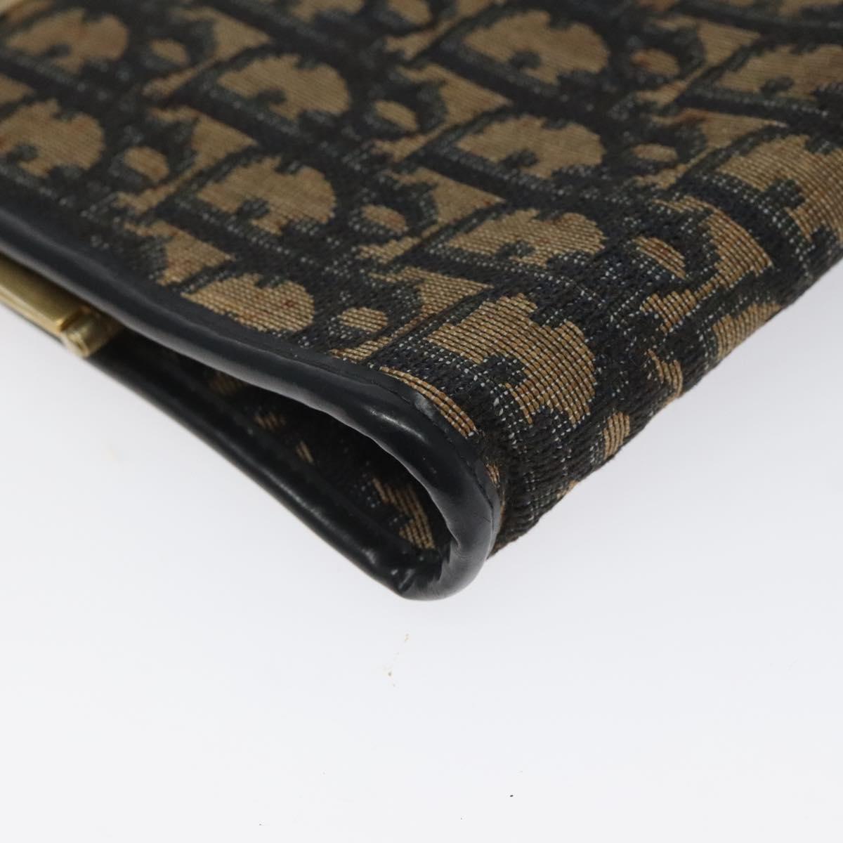 Christian Dior Trotter Canvas Clutch Bag Navy Gold Auth MY031