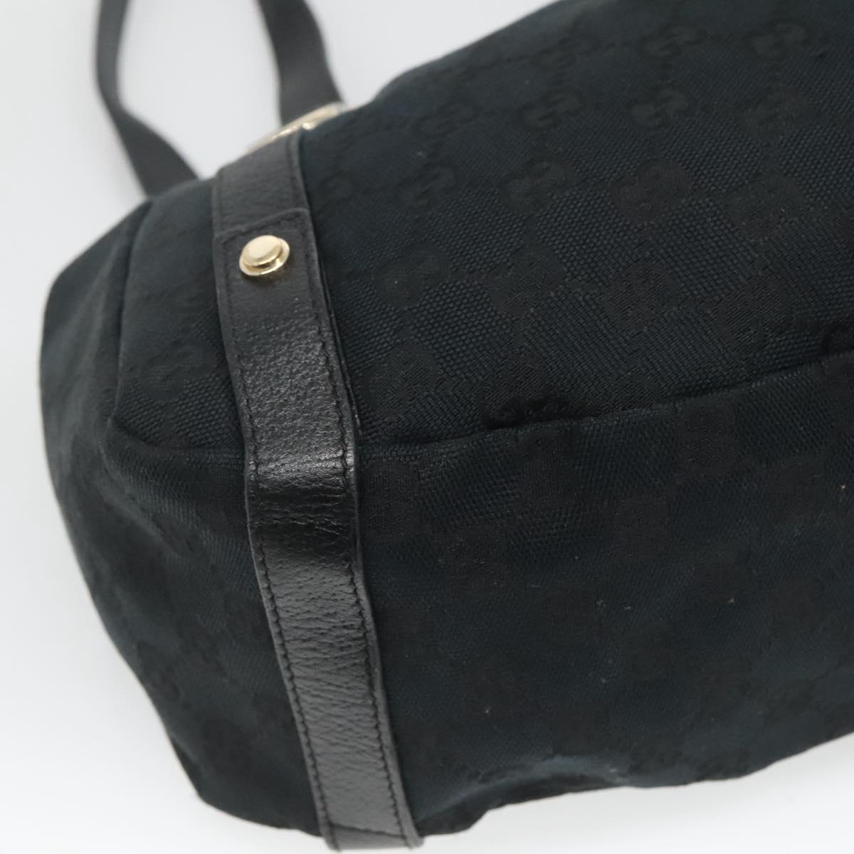 GUCCI GG Canvas Abbey Tote Bag Black Gold 130736 Auth MY039