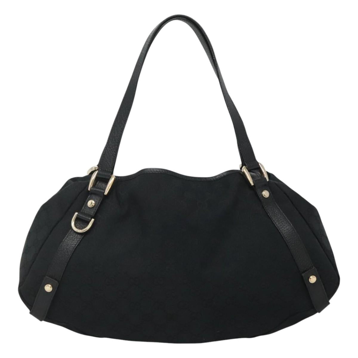 GUCCI GG Canvas Abbey Tote Bag Black Gold 130736 Auth MY039
