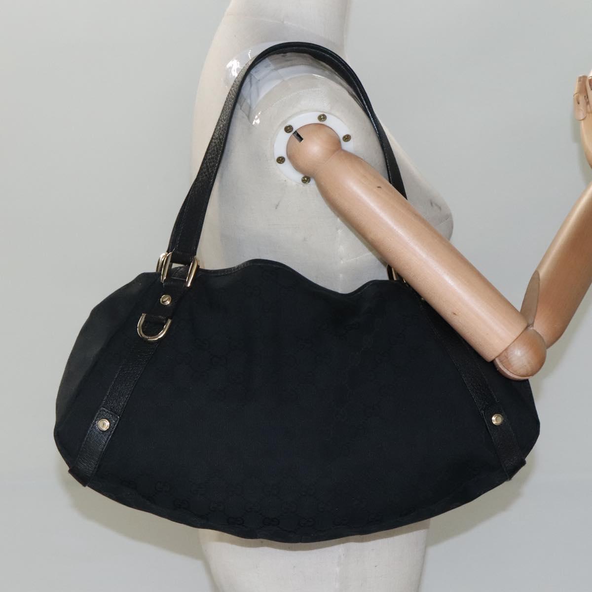 GUCCI GG Canvas Abbey Tote Bag Black Gold 130736 Auth MY039