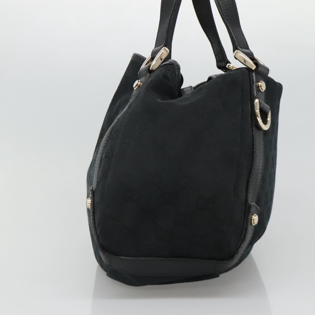 GUCCI GG Canvas Abbey Tote Bag Black Gold 130736 Auth MY039
