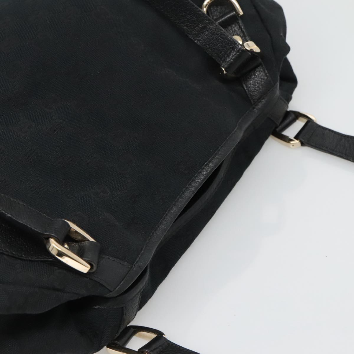 GUCCI GG Canvas Abbey Tote Bag Black Gold 130736 Auth MY039