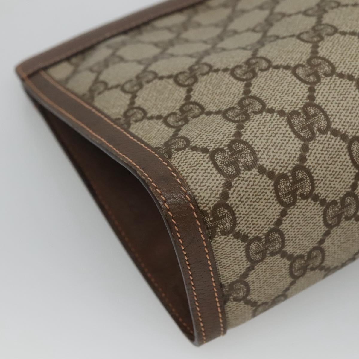 GUCCI GG Supreme Web Sherry Line Clutch Bag PVC Beige Red 156 01 033 Auth MY044