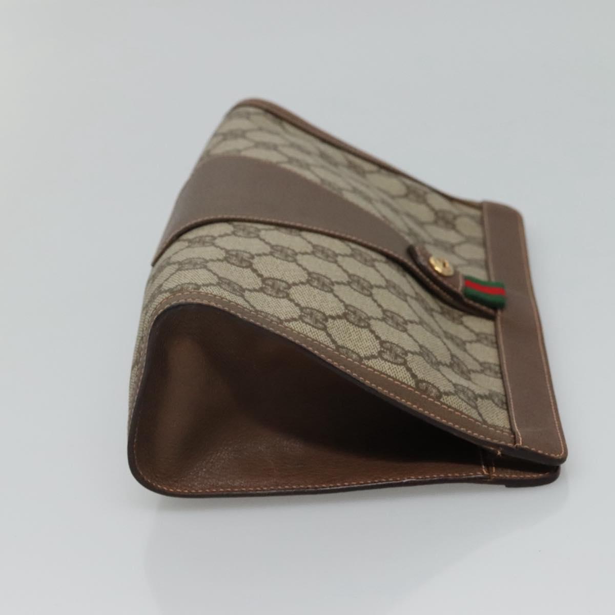 GUCCI GG Supreme Web Sherry Line Clutch Bag PVC Beige Red 156 01 033 Auth MY044