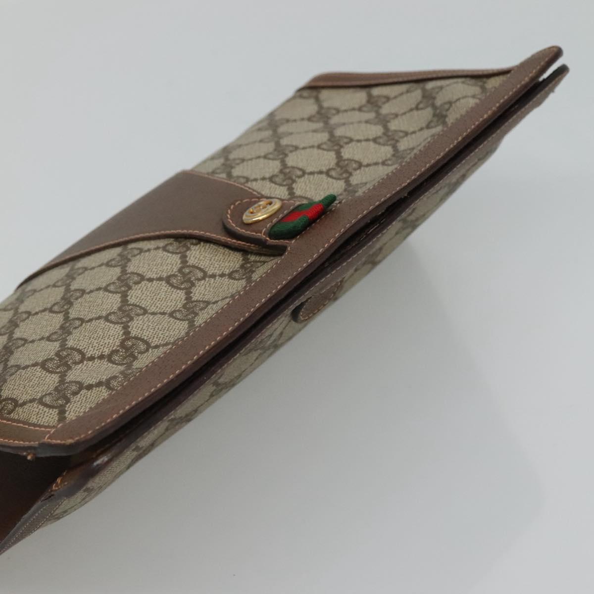 GUCCI GG Supreme Web Sherry Line Clutch Bag PVC Beige Red 156 01 033 Auth MY044