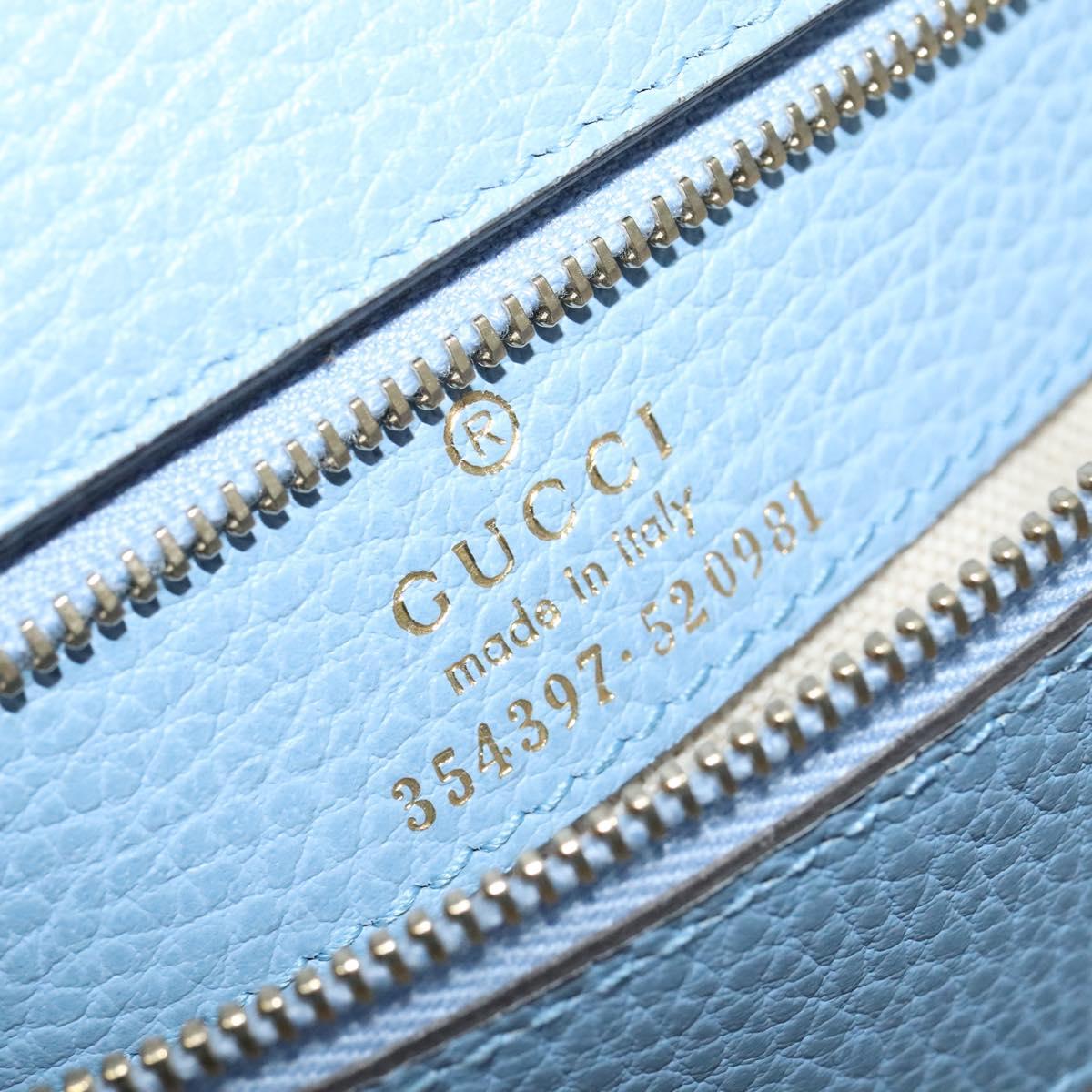GUCCI Tote Bag Leather Blue Gold 354397 Auth MY051V