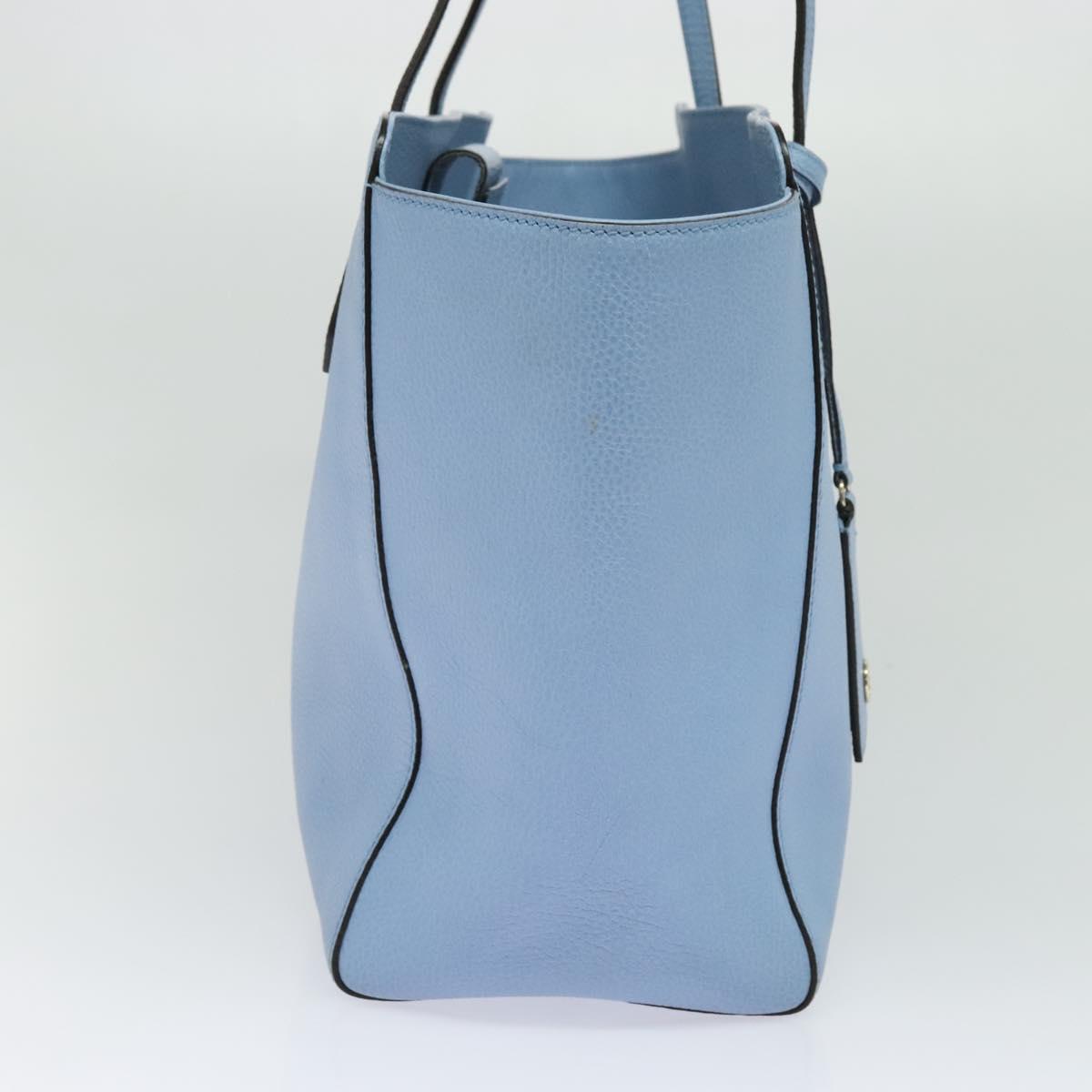 GUCCI Tote Bag Leather Blue Gold 354397 Auth MY051V