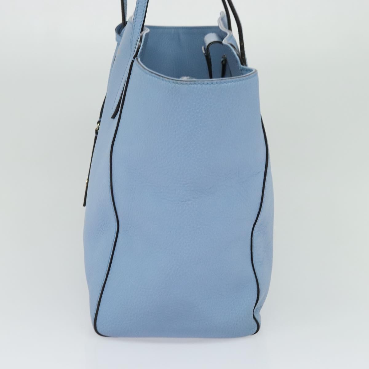 GUCCI Tote Bag Leather Blue Gold 354397 Auth MY051V
