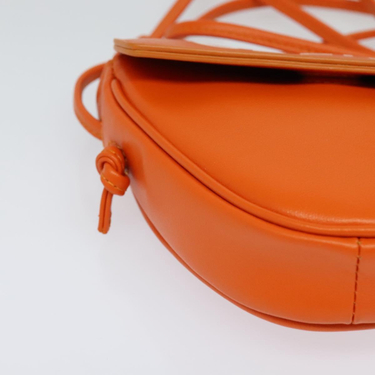 CELINE Triangle Shoulder Bag Leather Orange Auth MY058M
