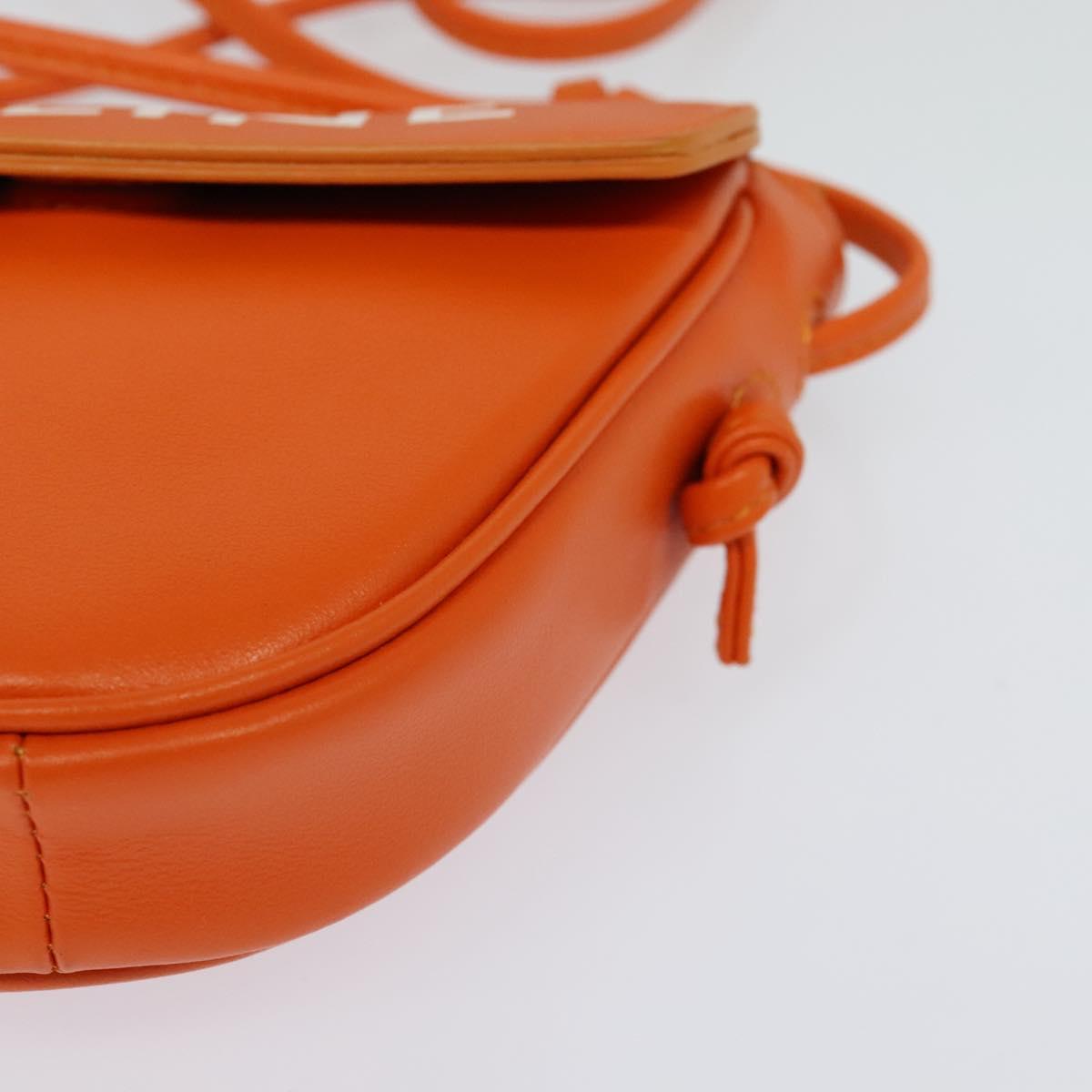 CELINE Triangle Shoulder Bag Leather Orange Auth MY058M