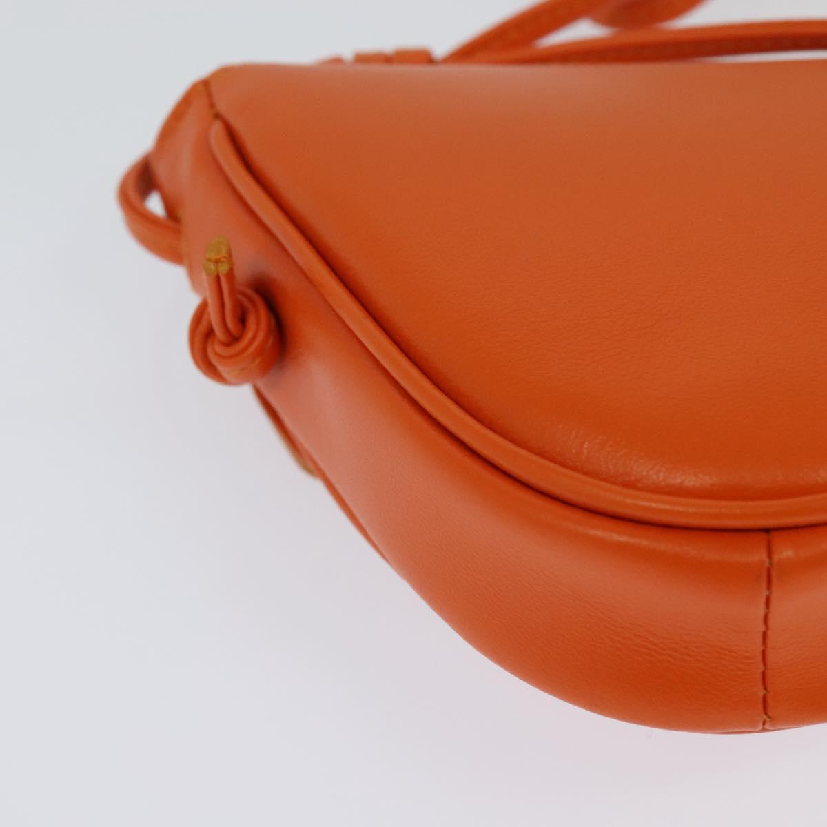 CELINE Triangle Shoulder Bag Leather Orange Auth MY058M
