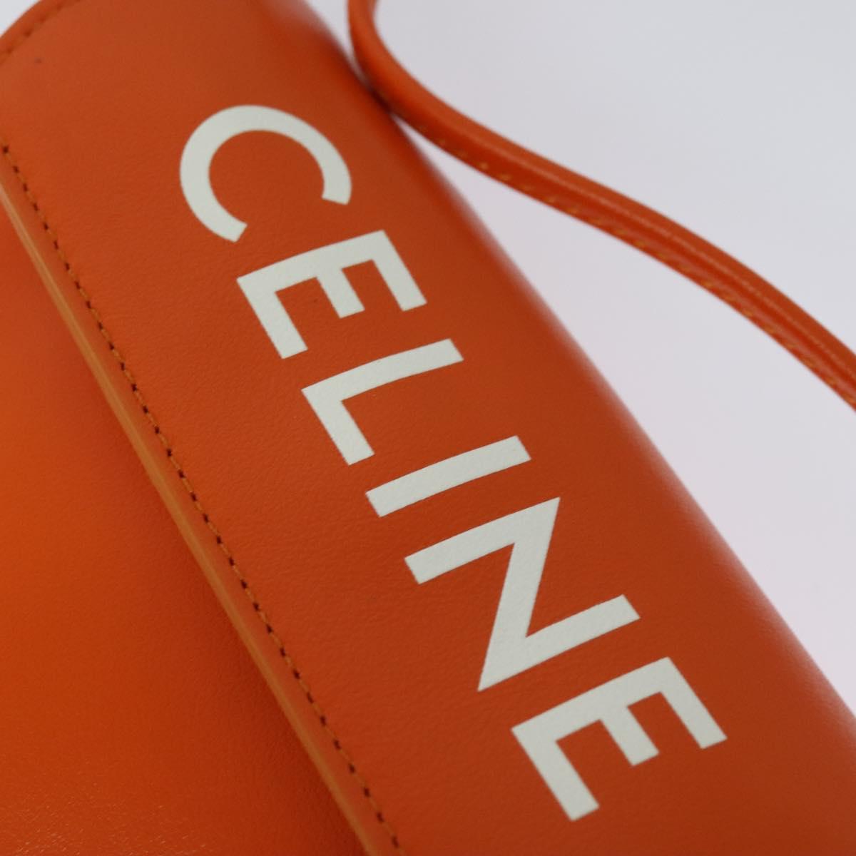 CELINE Triangle Shoulder Bag Leather Orange Auth MY058M