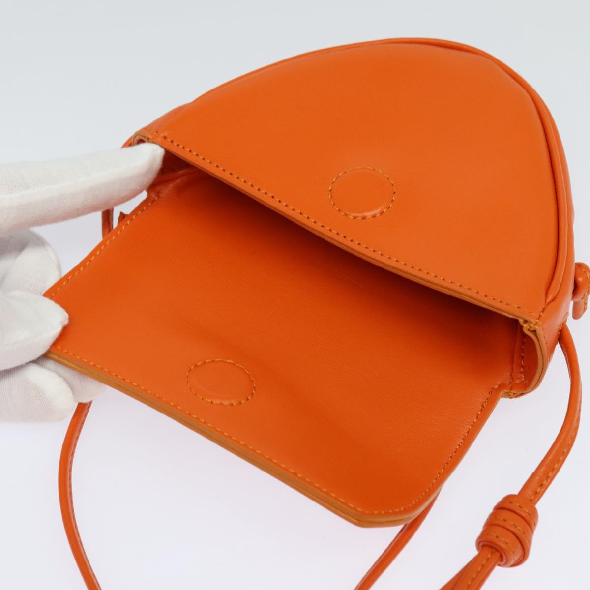 CELINE Triangle Shoulder Bag Leather Orange Auth MY058AM