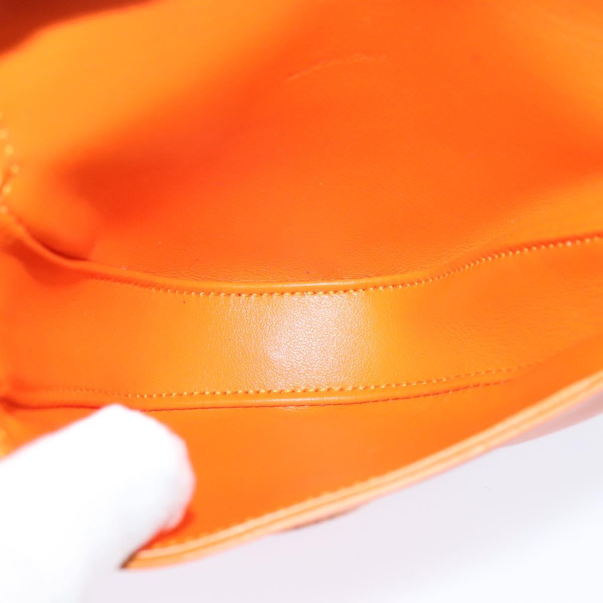 CELINE Triangle Shoulder Bag Leather Orange Auth MY058M