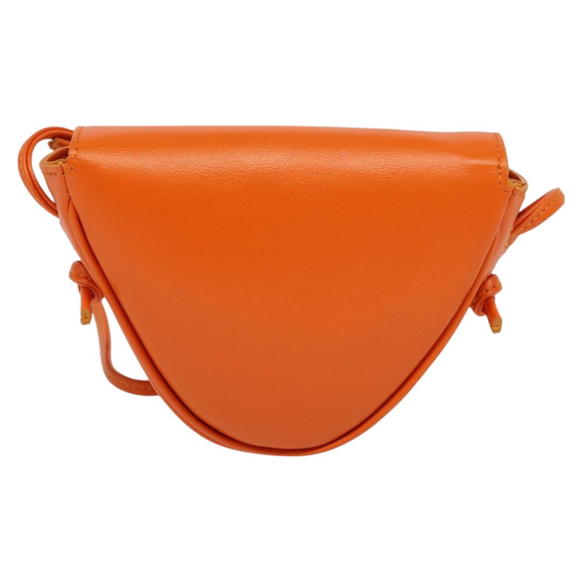 CELINE Triangle Shoulder Bag Leather Orange Auth MY058M