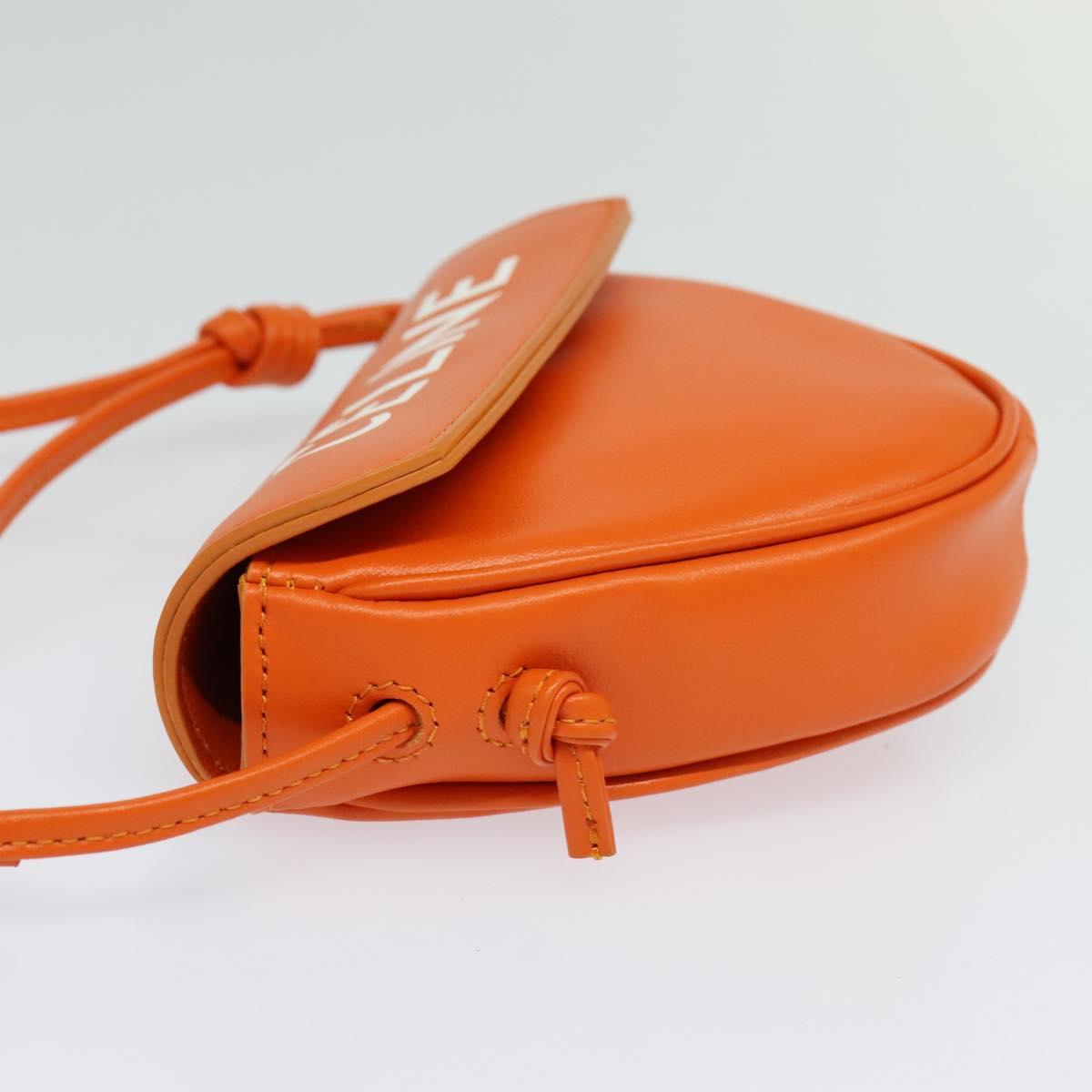 CELINE Triangle Shoulder Bag Leather Orange Auth MY058M