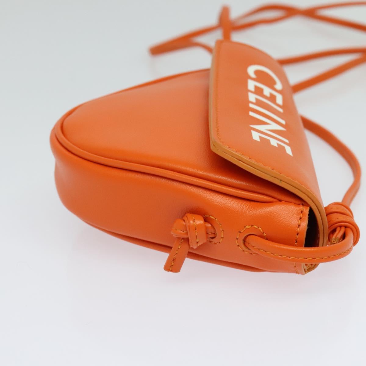 CELINE Triangle Shoulder Bag Leather Orange Auth MY058M