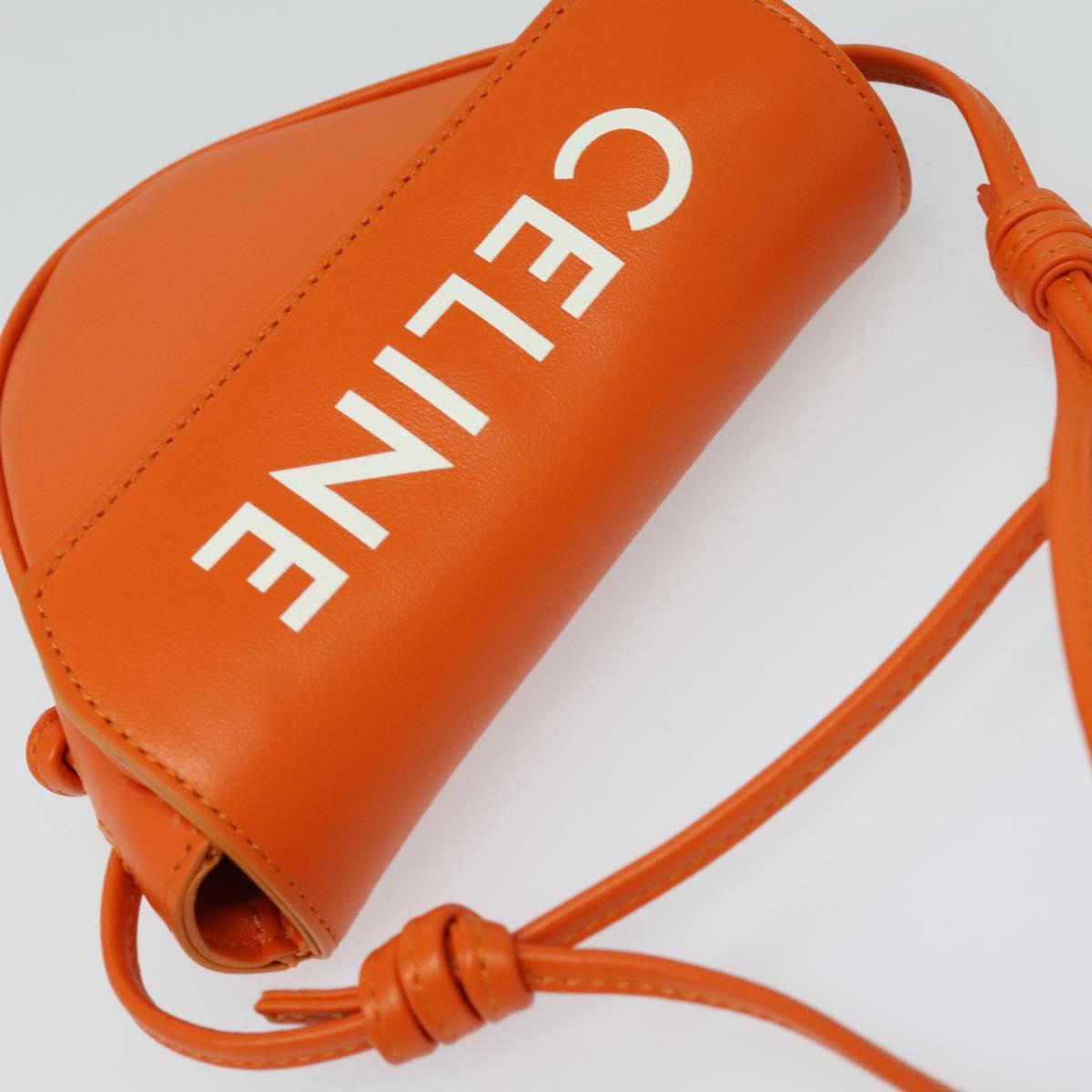 CELINE Triangle Shoulder Bag Leather Orange Auth MY058M