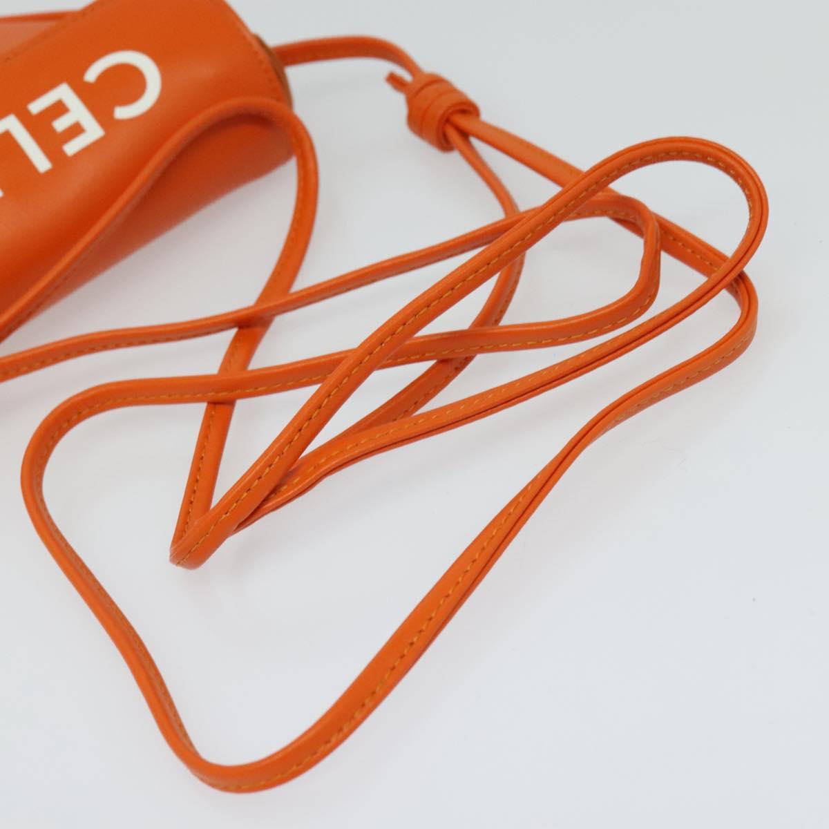 CELINE Triangle Shoulder Bag Leather Orange Auth MY058AM