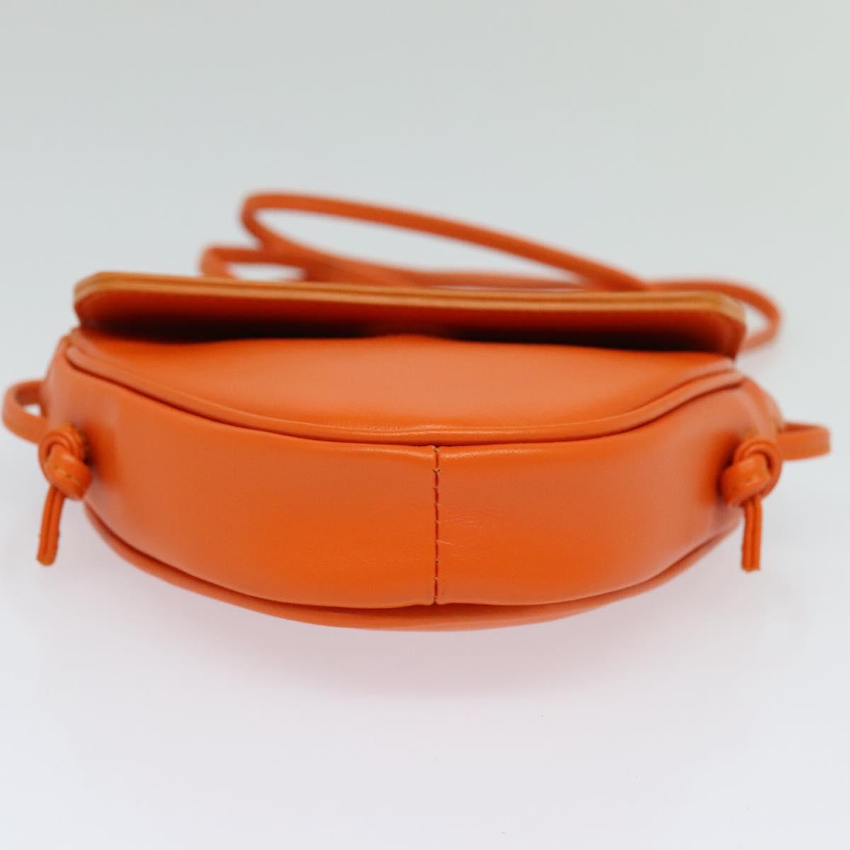 CELINE Triangle Shoulder Bag Leather Orange Auth MY058AM