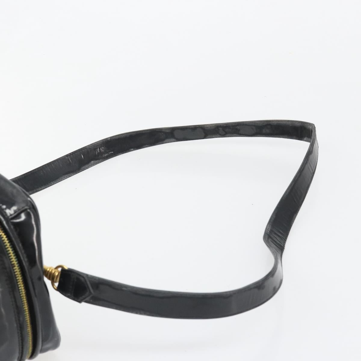 CHANEL Vanity Hand Bag Patent leather 2way Black Gold CC Auth MY059
