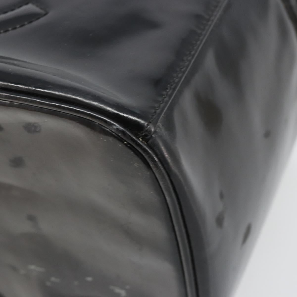 CHANEL Vanity Hand Bag Patent leather 2way Black Gold CC Auth MY059