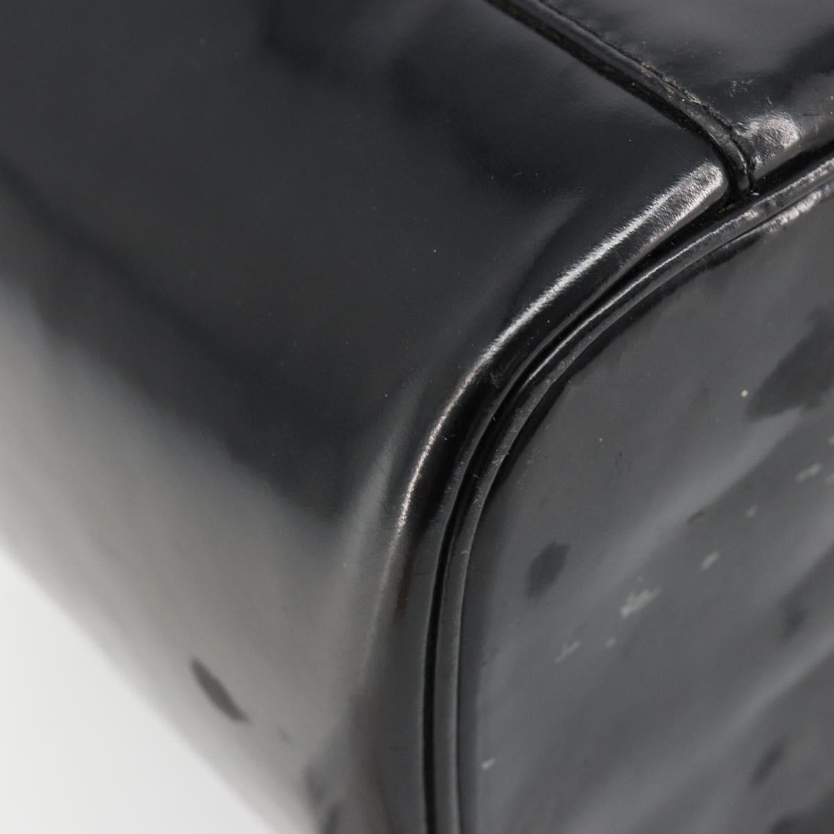 CHANEL Vanity Hand Bag Patent leather 2way Black Gold CC Auth MY059