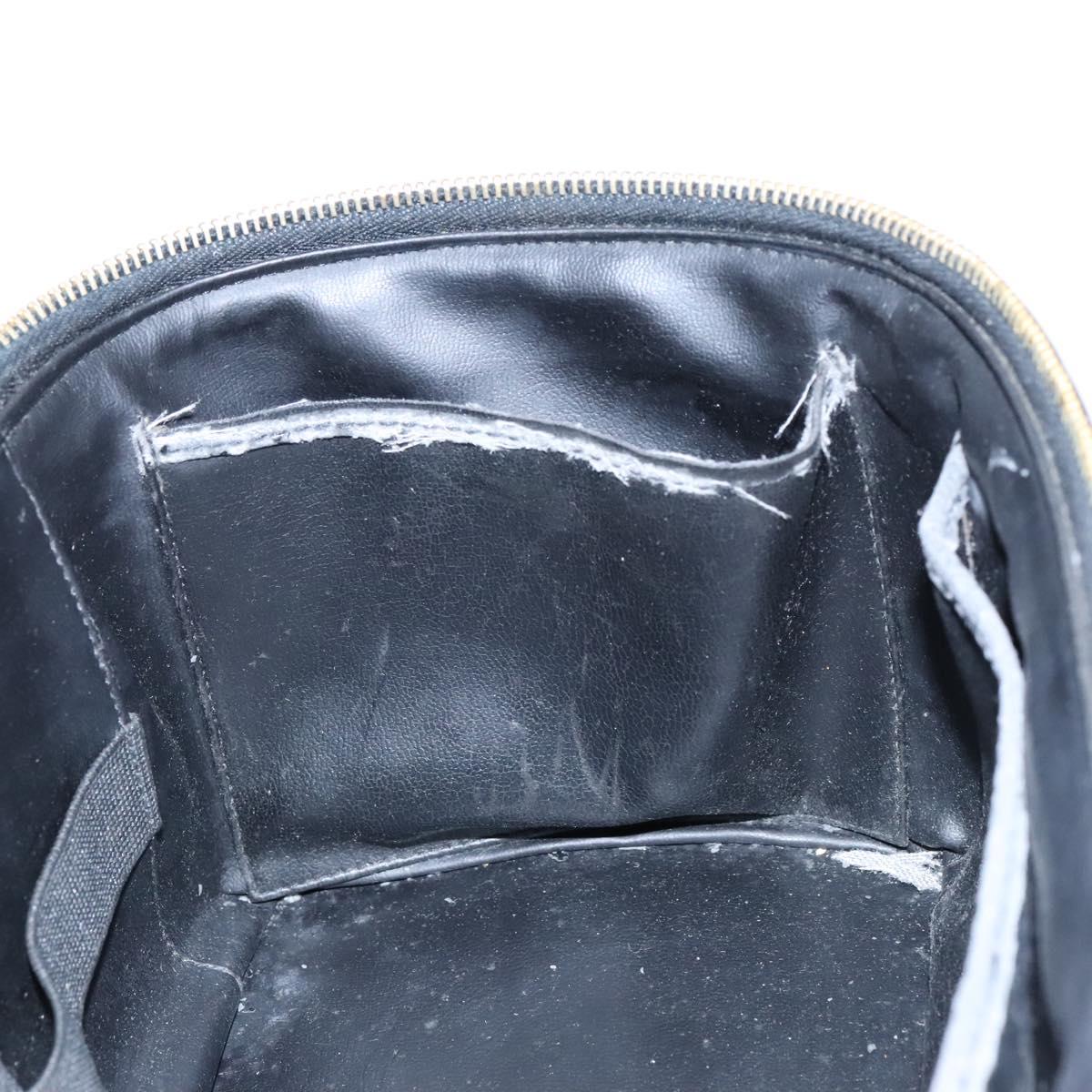 CHANEL Vanity Pouch Patent leather 2way Black Gold CC Auth MY059