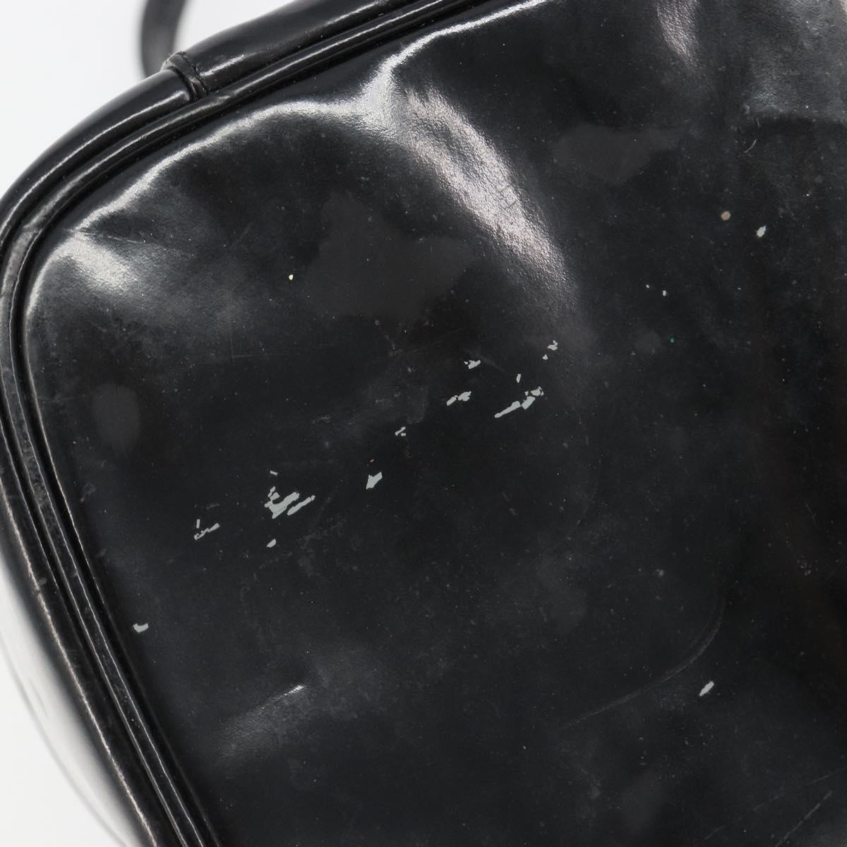 CHANEL Vanity Hand Bag Patent leather 2way Black Gold CC Auth MY059