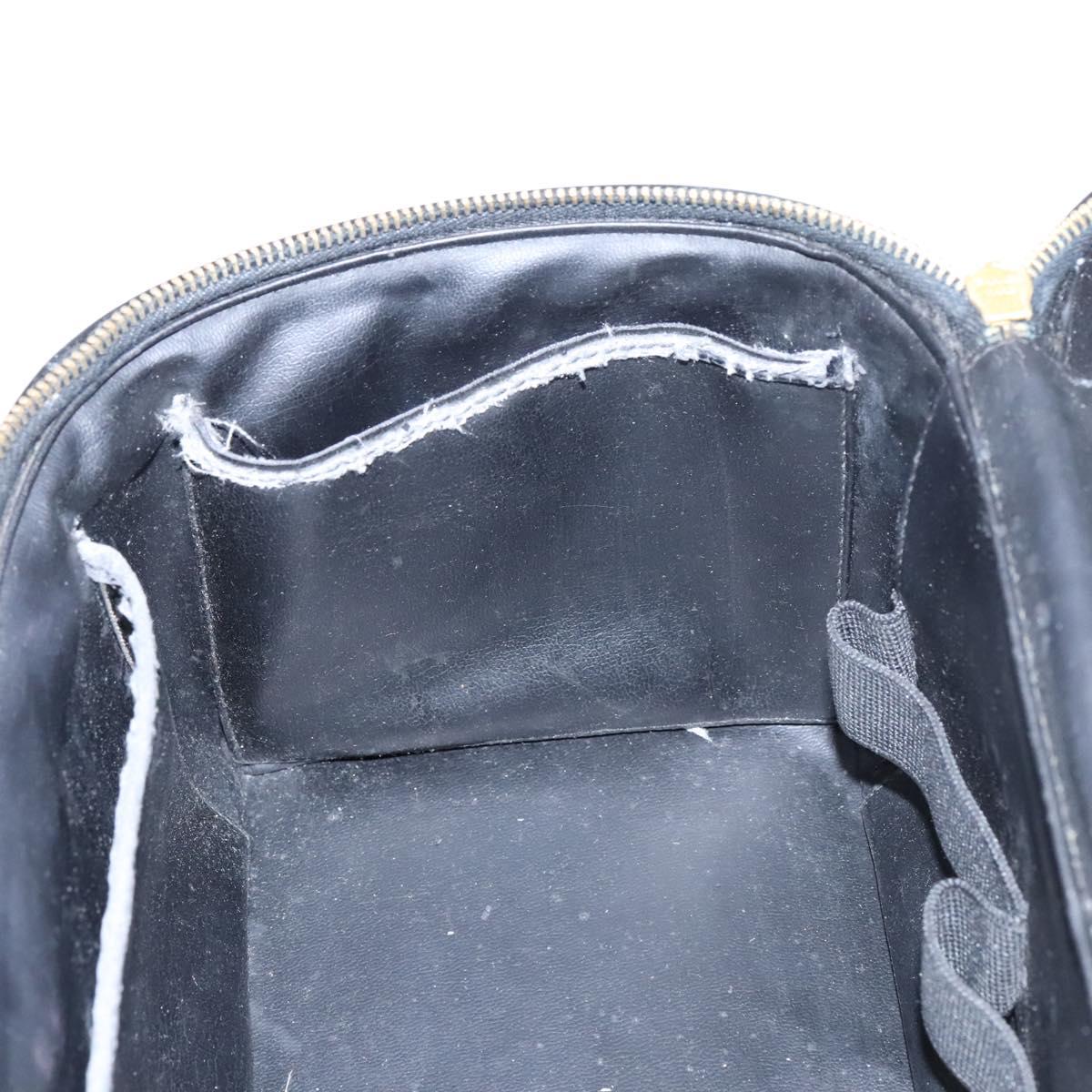 CHANEL Vanity Hand Bag Patent leather 2way Black Gold CC Auth MY059