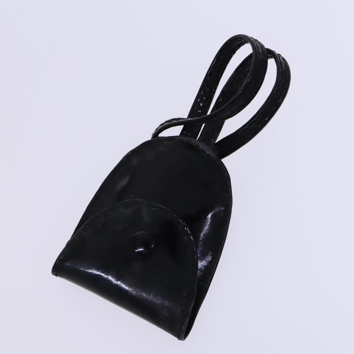 CHANEL Vanity Pouch Patent leather 2way Black Gold CC Auth MY059