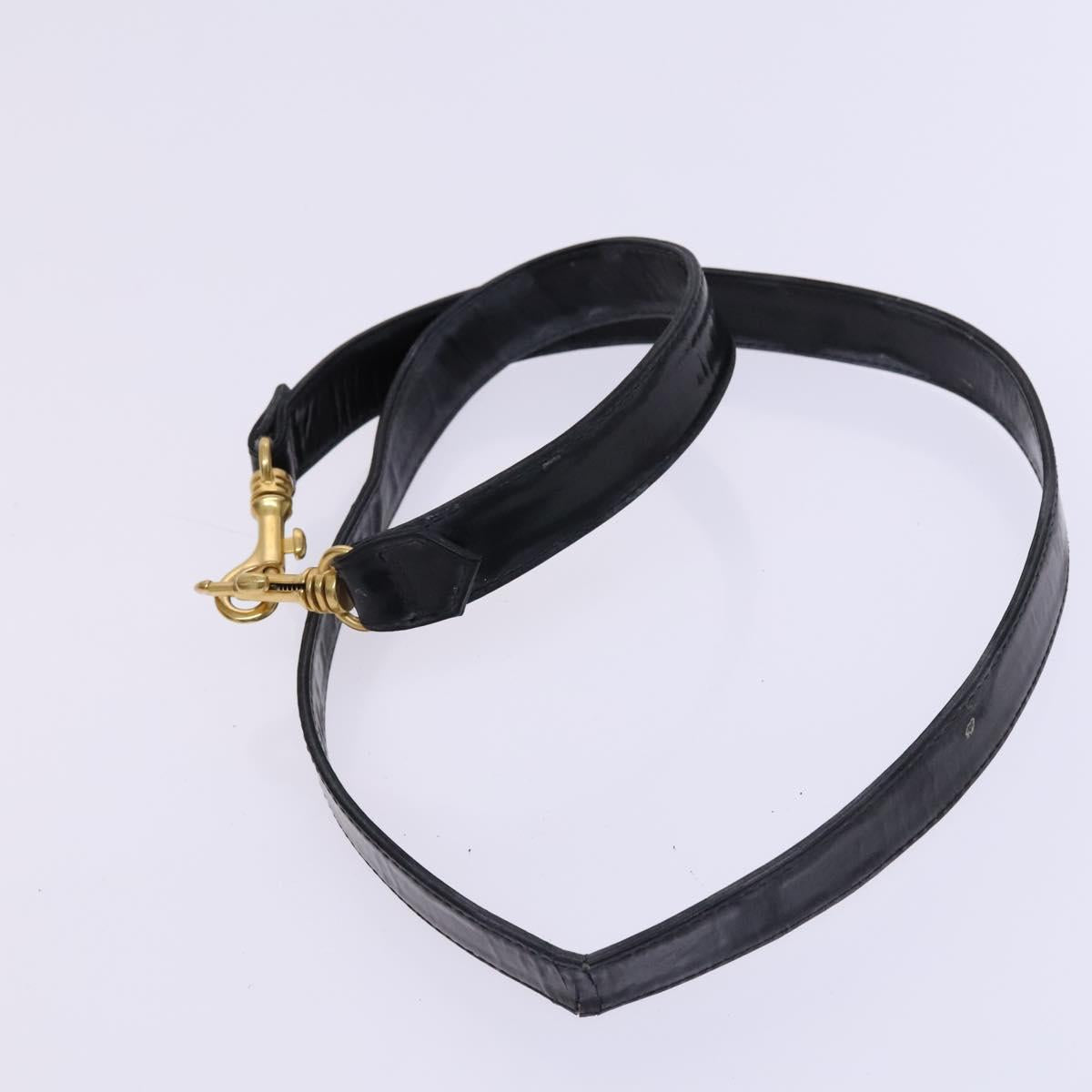 CHANEL Vanity Pouch Patent leather 2way Black Gold CC Auth MY059