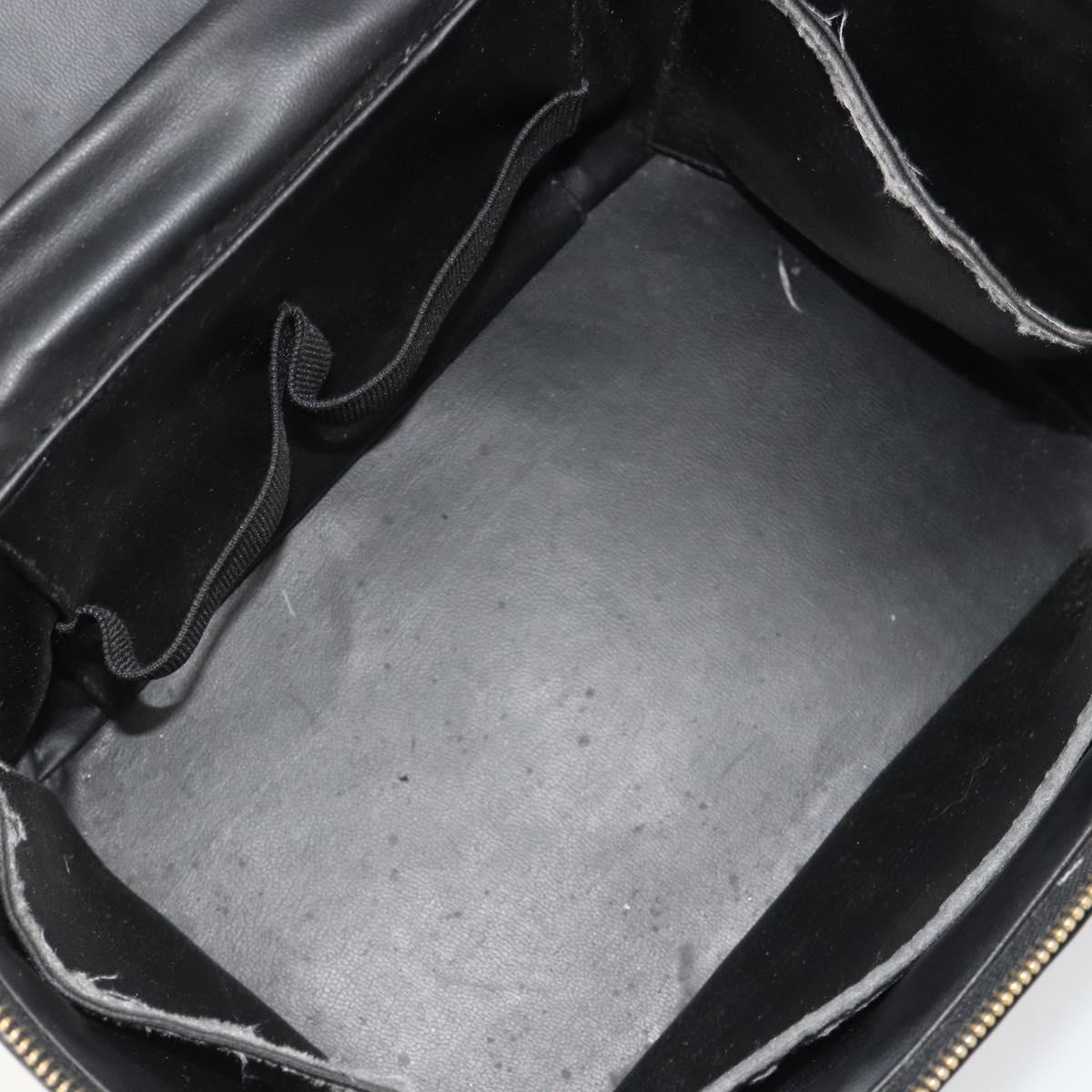 CHANEL Vanity Hand Bag Patent leather 2way Black Gold CC Auth MY059