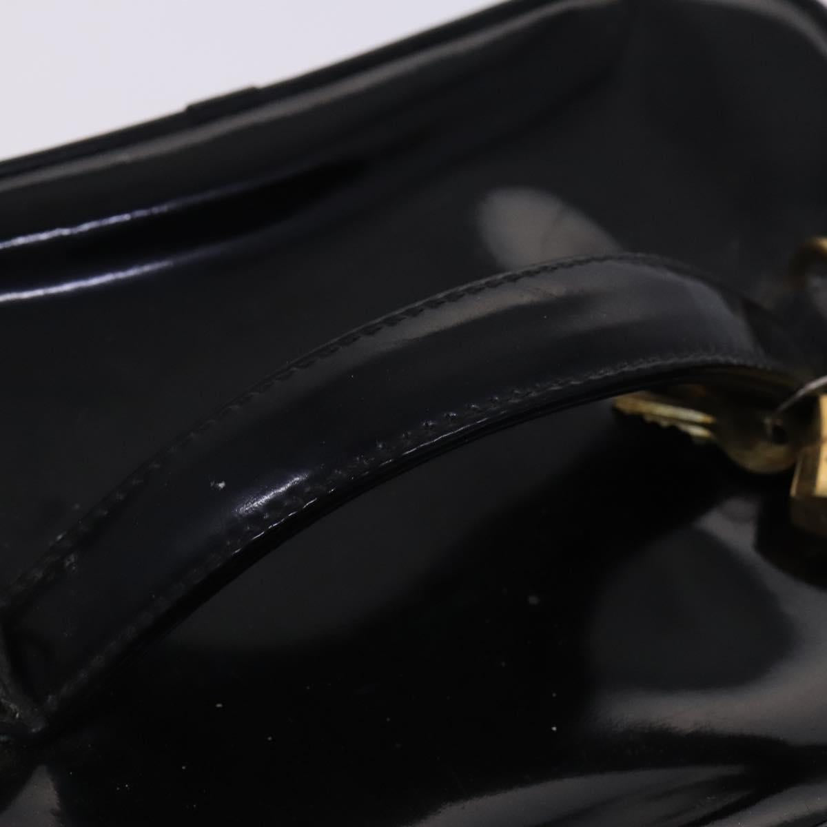 CHANEL Vanity Hand Bag Patent leather 2way Black Gold CC Auth MY059