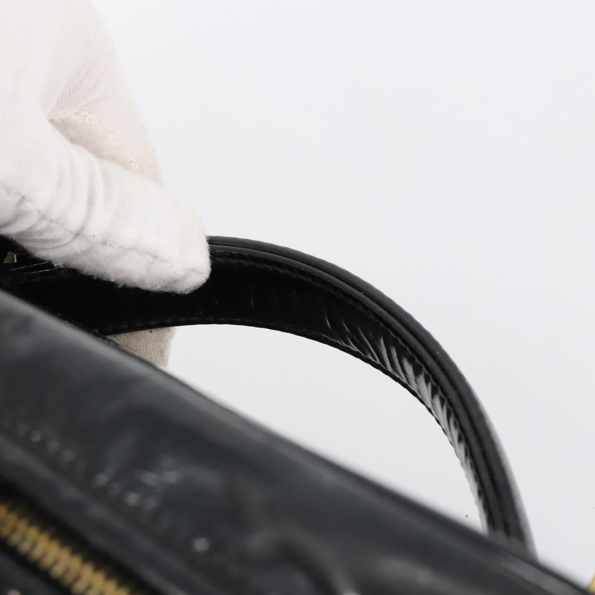 CHANEL Vanity Hand Bag Patent leather 2way Black Gold CC Auth MY059