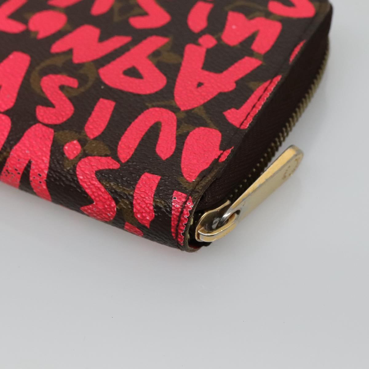 LOUIS VUITTON Monogram Graffiti Zippy Wallet Pink M93710 LV Auth MY064V