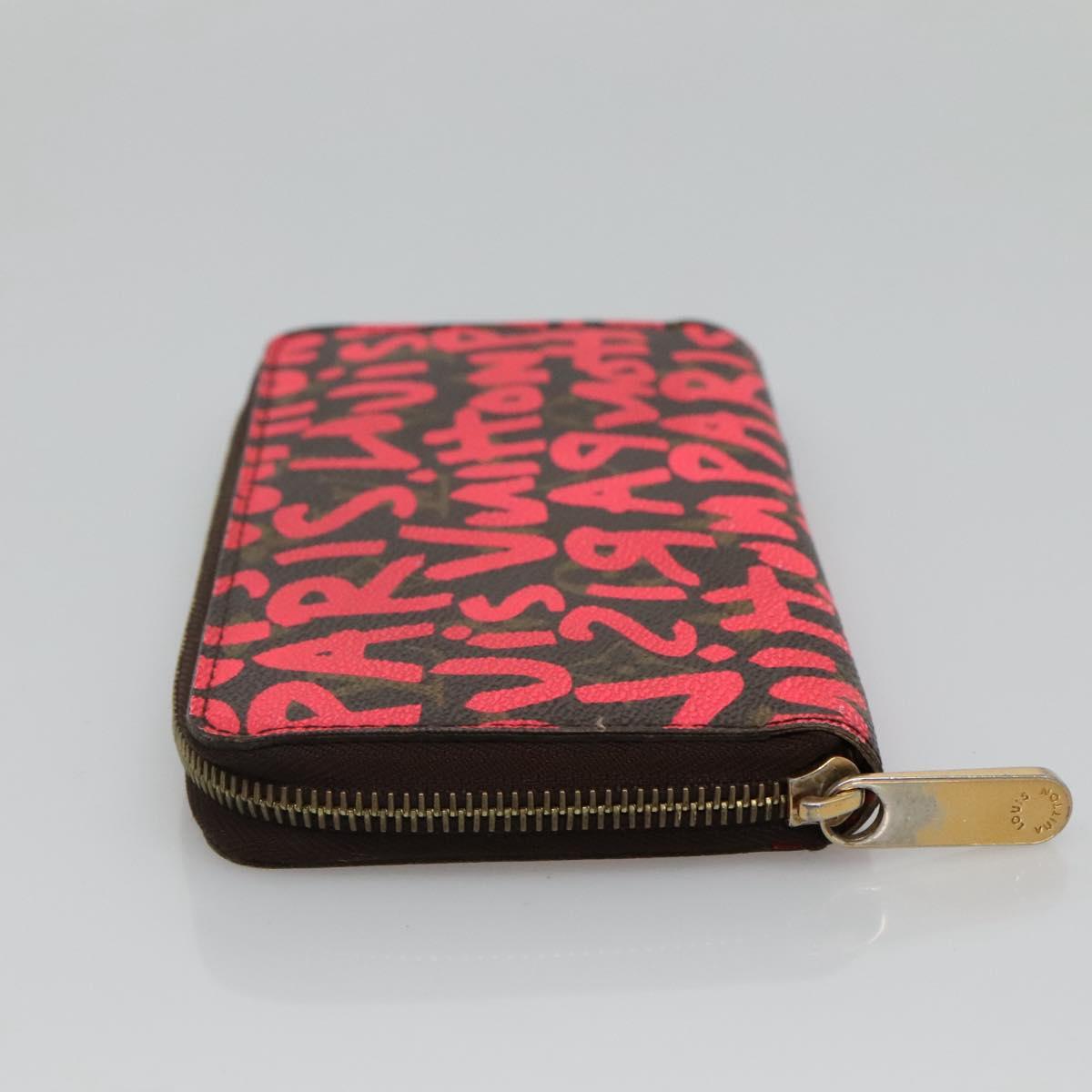 LOUIS VUITTON Monogram Graffiti Zippy Wallet Pink M93710 LV Auth MY064V