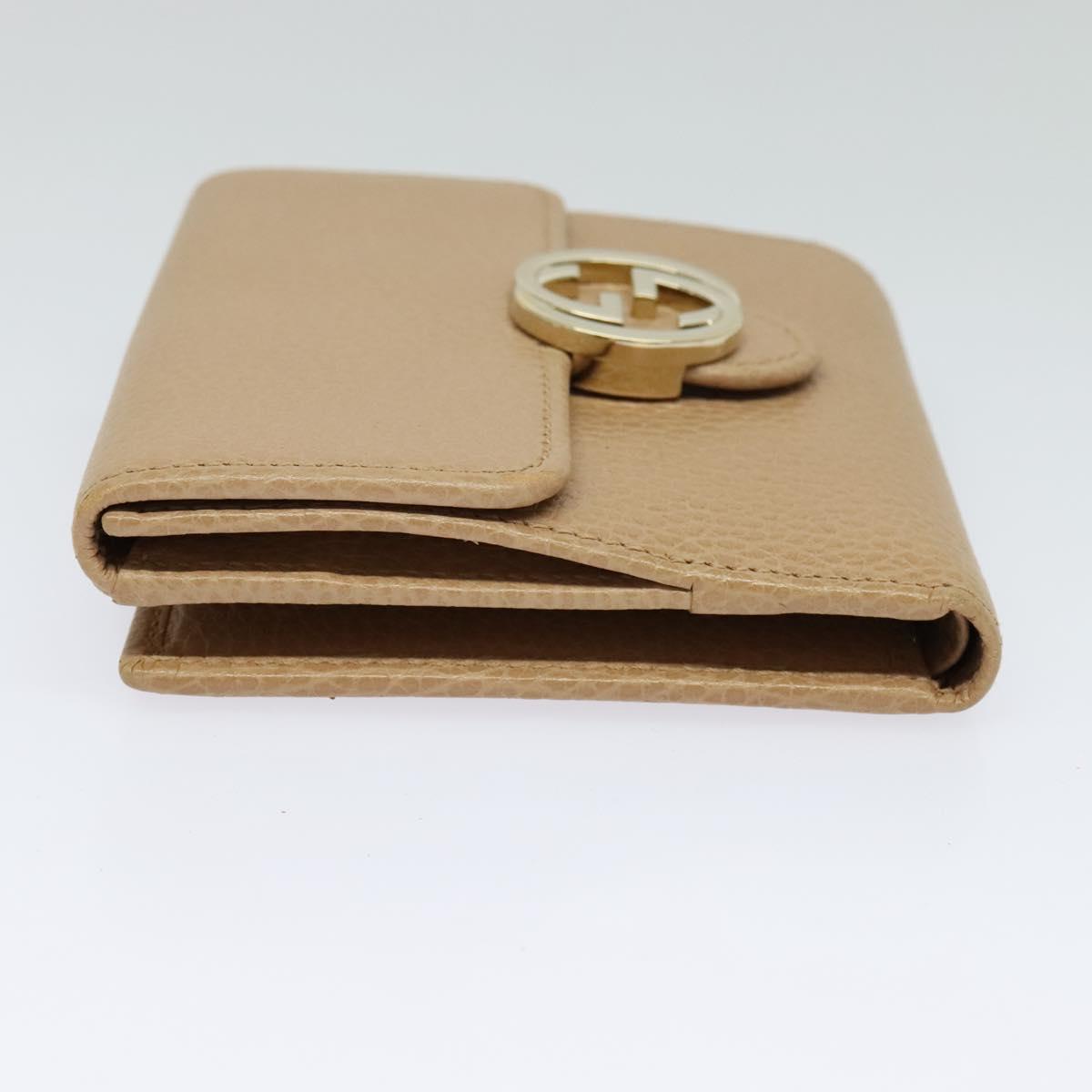 GUCCI Wallet Leather Outlet Beige Gold 615525 Auth MY069V