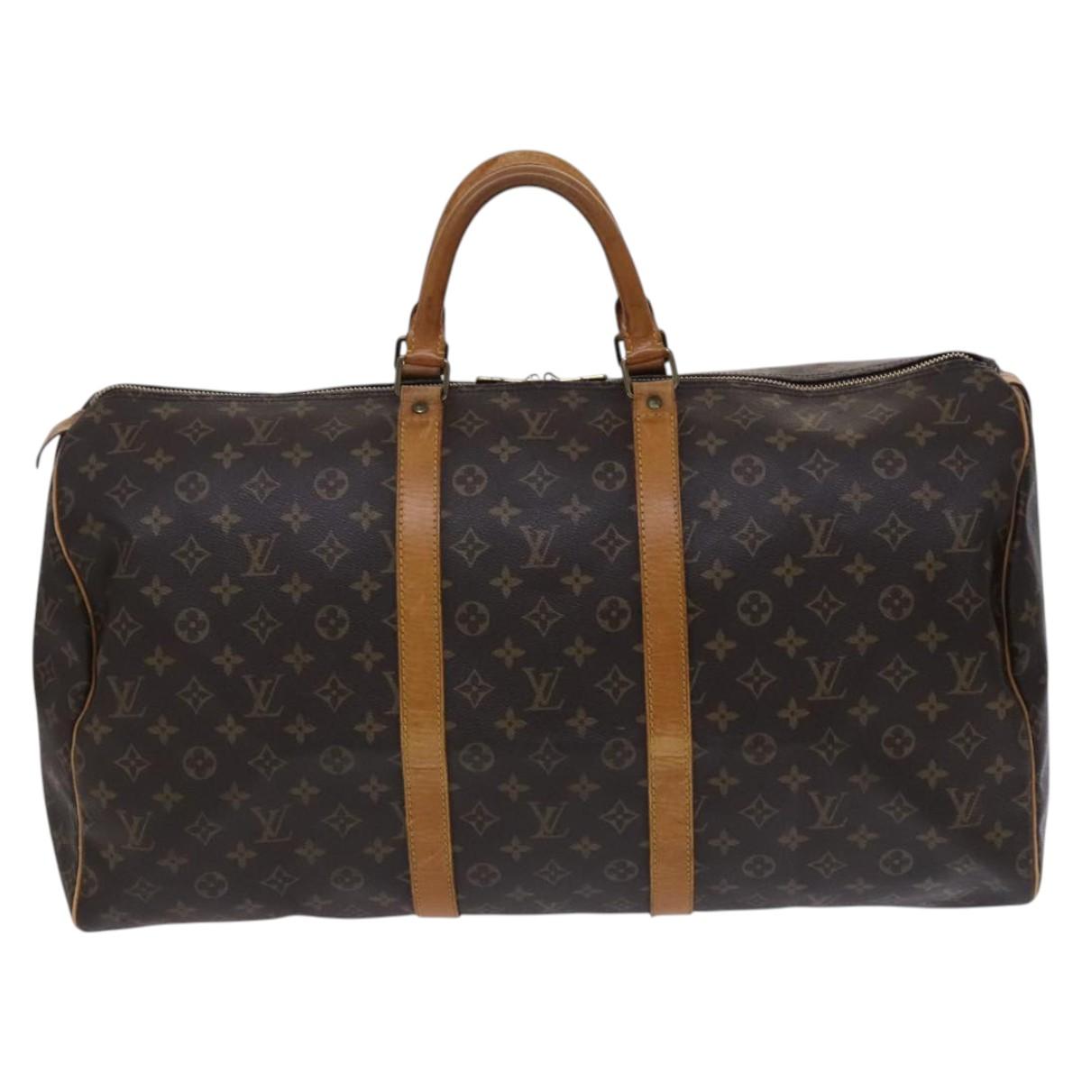 LOUIS VUITTON Monogram Keepall 55 Boston Bag M41424 LV Auth MY084