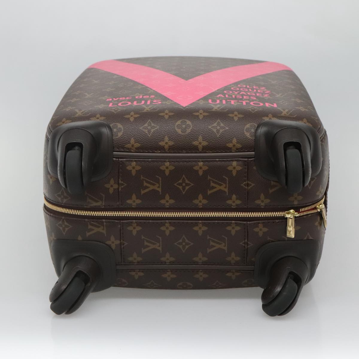 LOUIS VUITTON Monogram V Line Zephyr 55 suitcase Pink LV Auth MY086