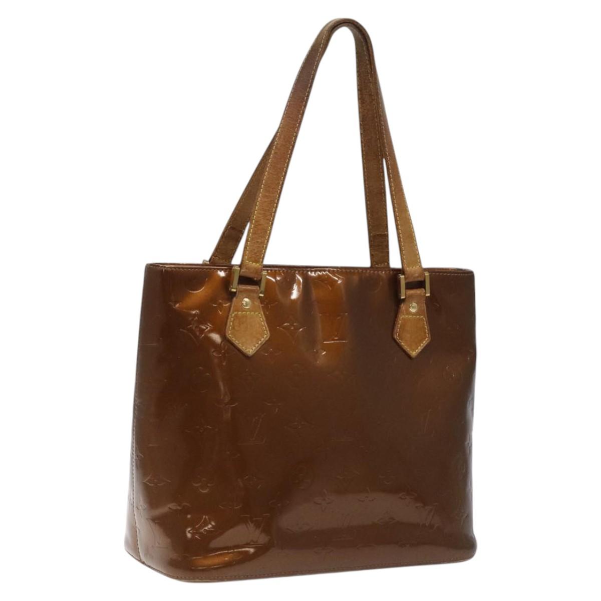 LOUIS VUITTON Monogram Vernis Houston Hand Bag Bronze M91122 LV Auth MY122