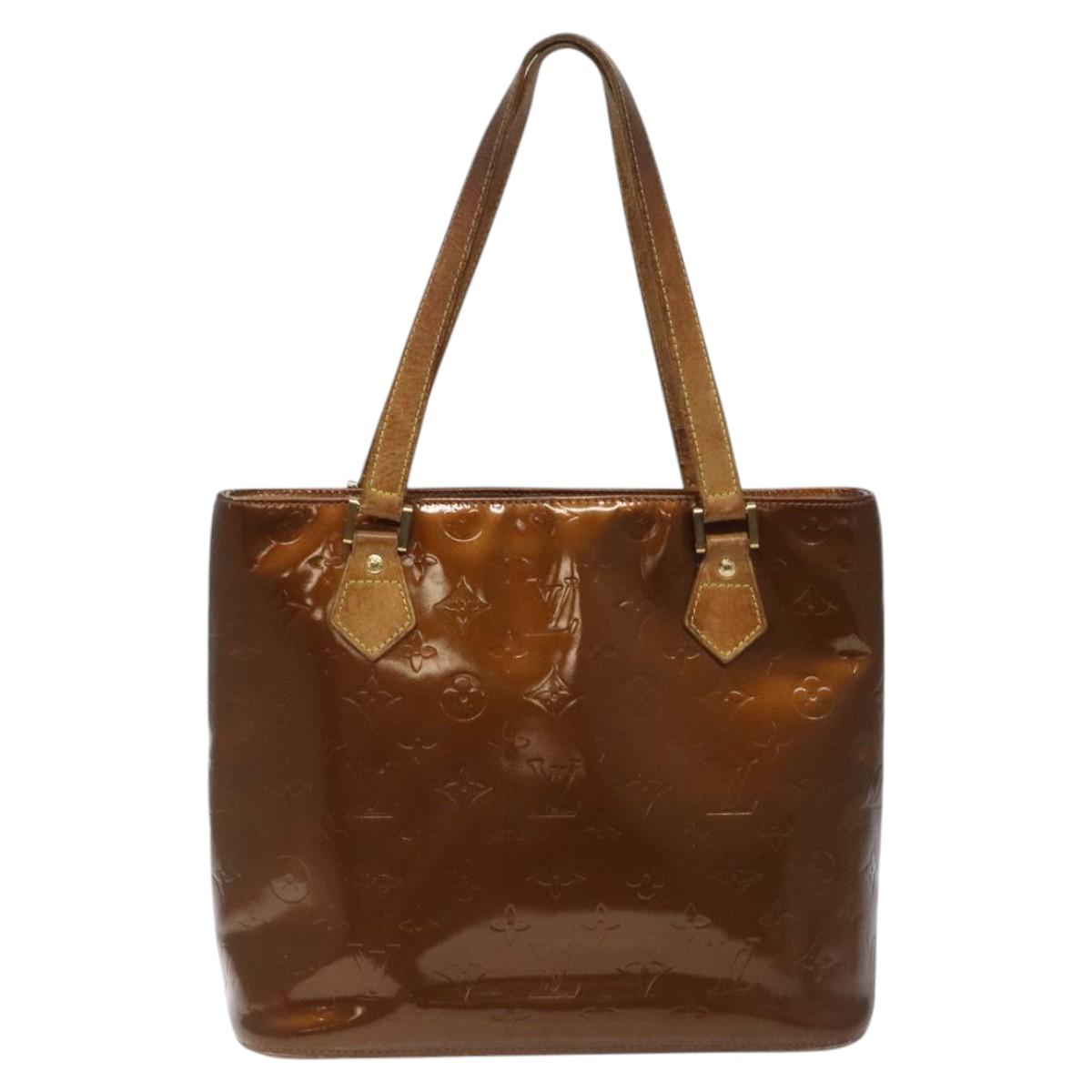 LOUIS VUITTON Monogram Vernis Houston Hand Bag Bronze M91122 LV Auth MY122