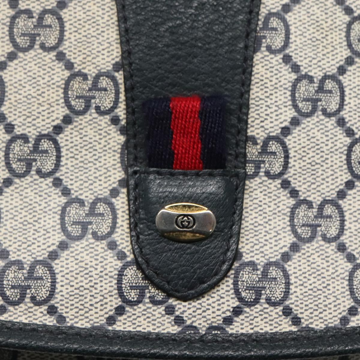 GUCCI GG Supreme Sherry Line Clutch Bag PVC Navy Red 89 01 031 Auth MY132